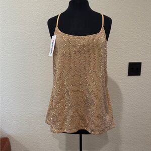 NWT Gold Sequin Racerback Cami